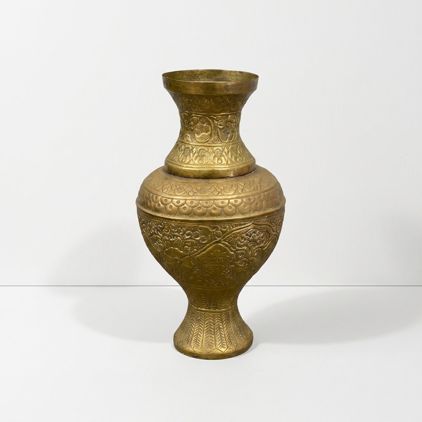 Large Etched Brass Vase