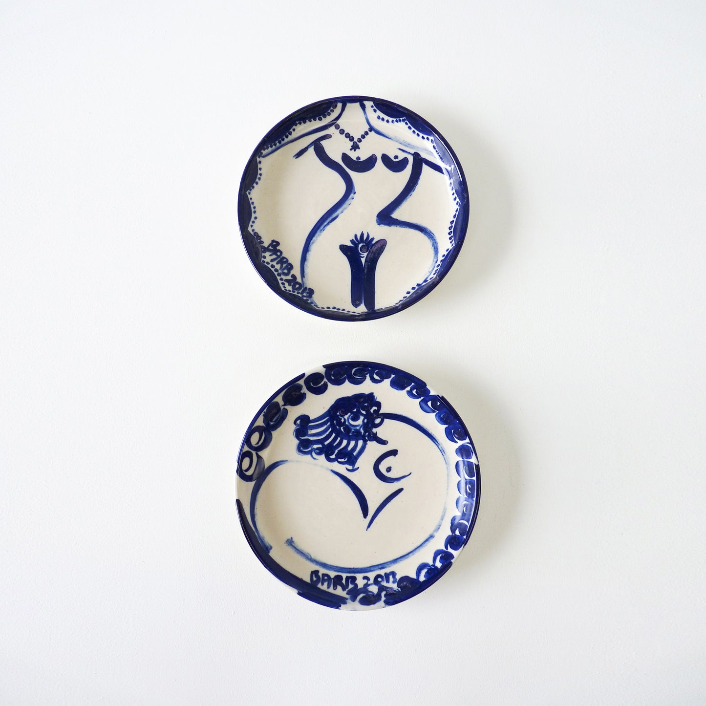 Hand Painted Blue & White Ceramic Plates