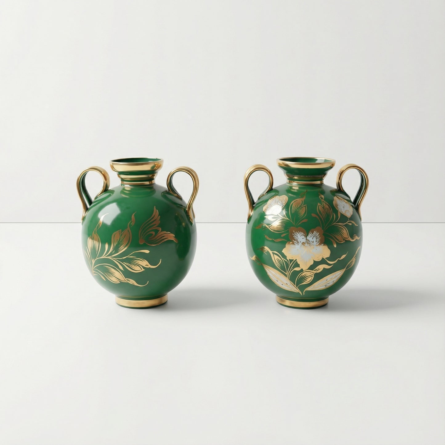 Green and Gold Urn Vases