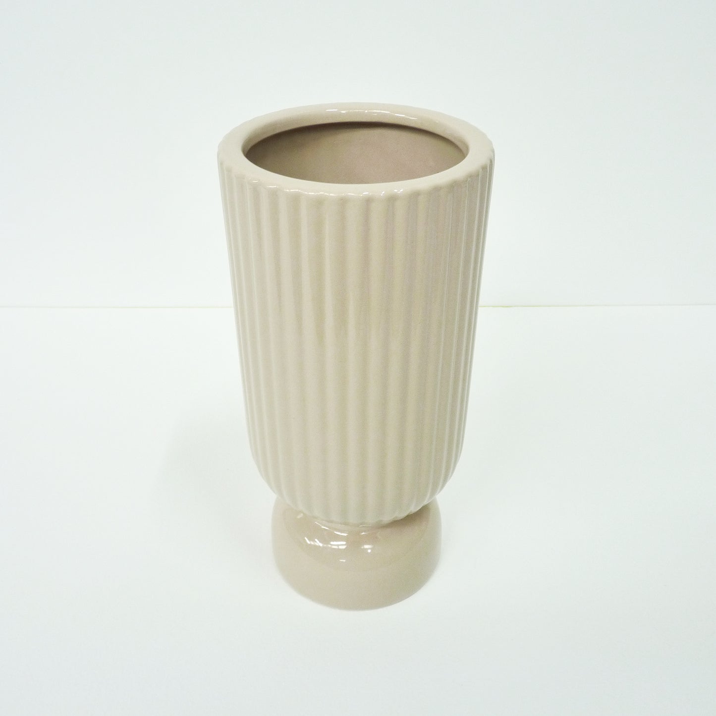 Cream Ribbed Vase