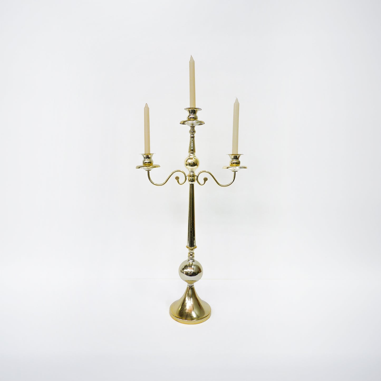 Tall 3 Arm Gold Candelabra