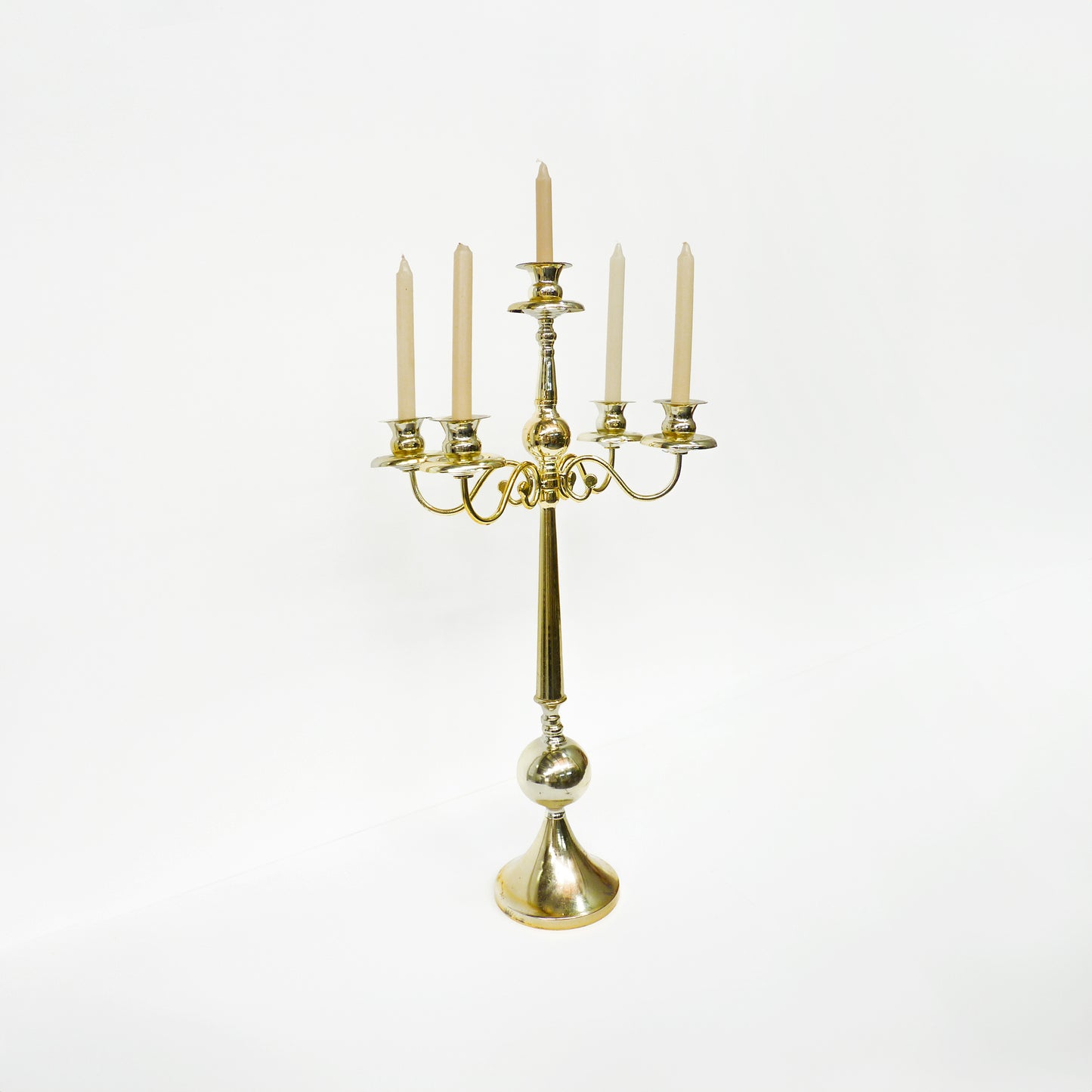 Tall 5 Arm Gold Candelabra