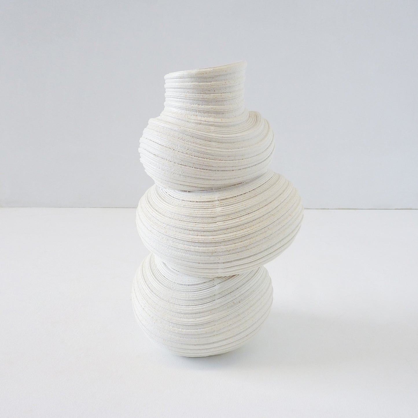 Organic Ribbed White Vase