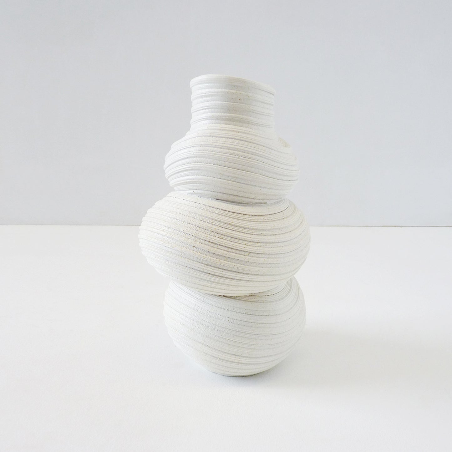 Organic Ribbed White Vase