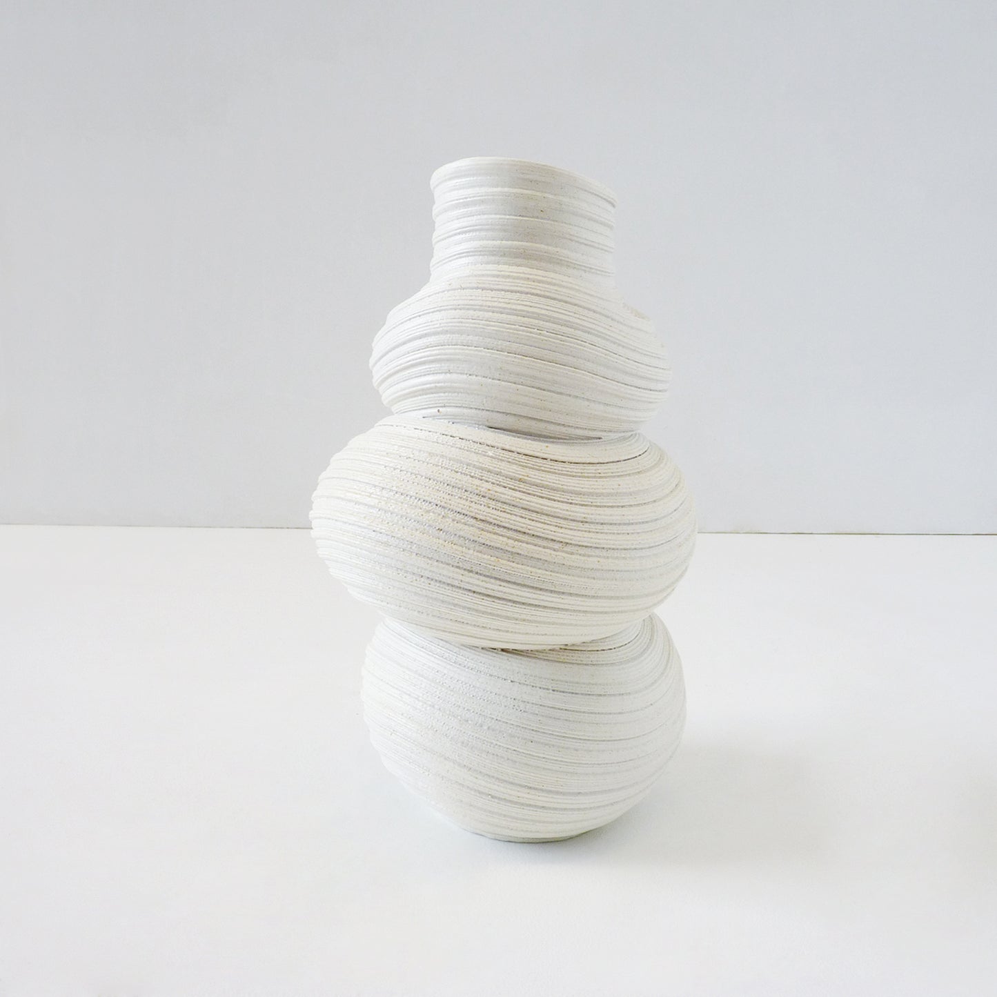 Organic Ribbed White Vase