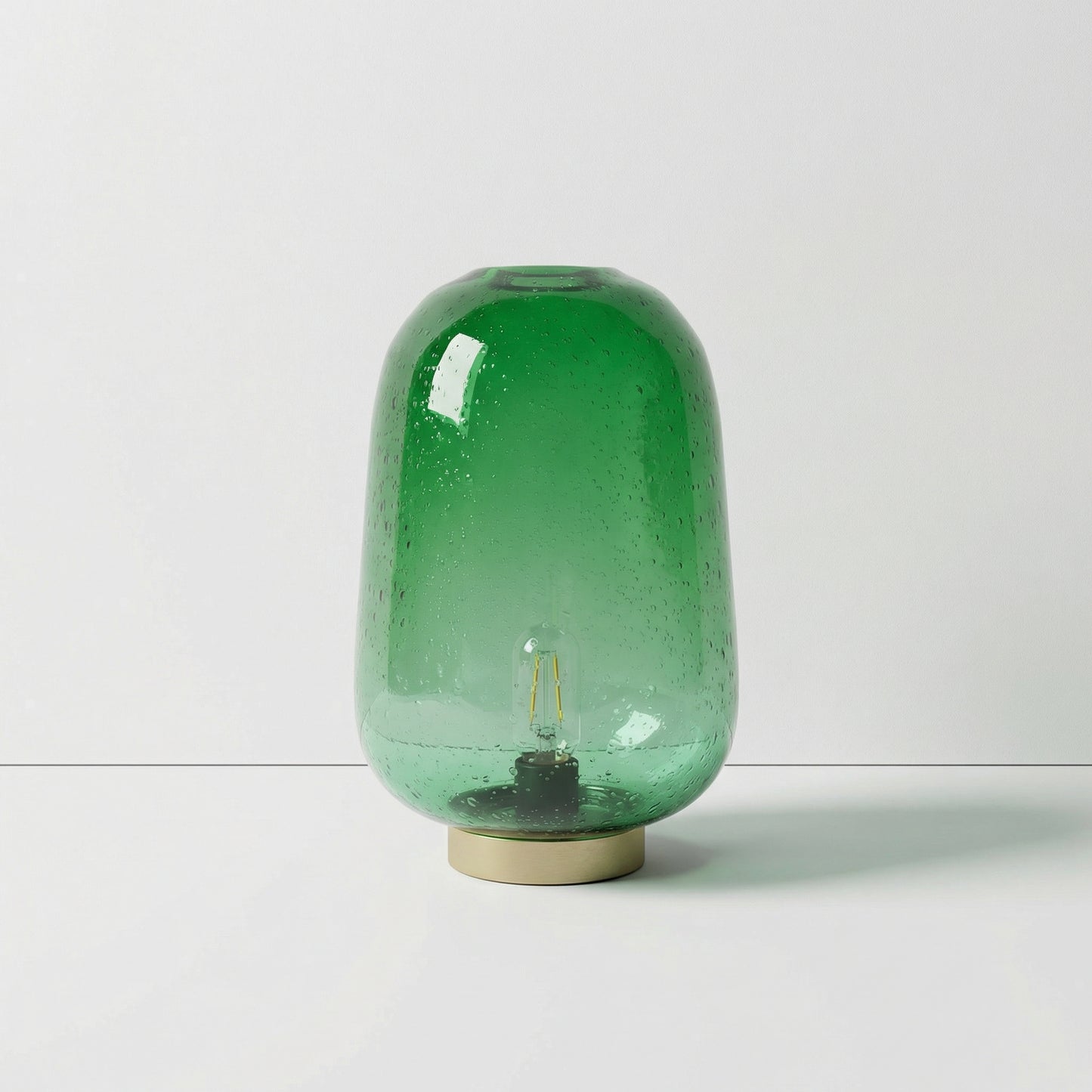 Green Seeded Glass Table Lamp