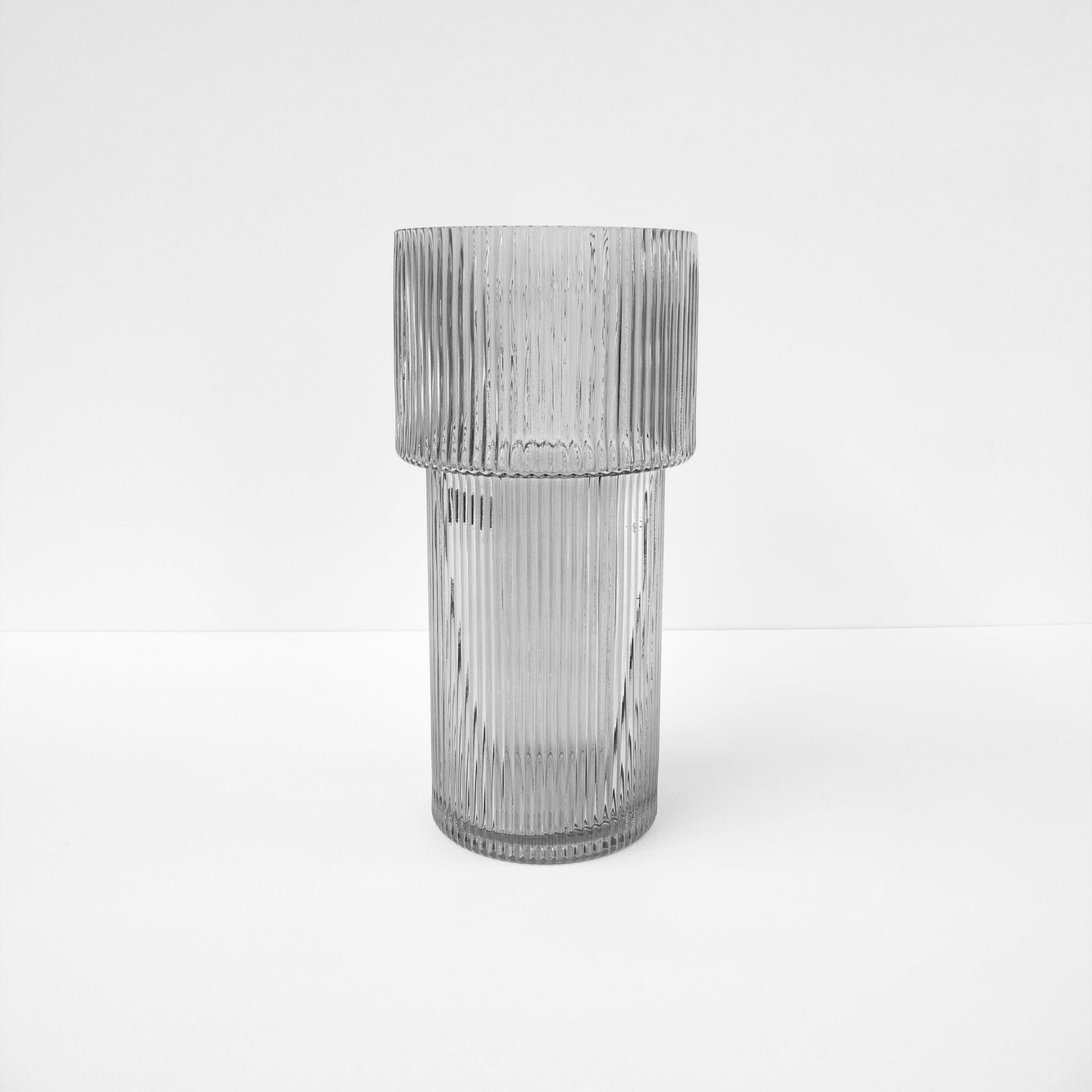 Grey Fluted Glass Vase