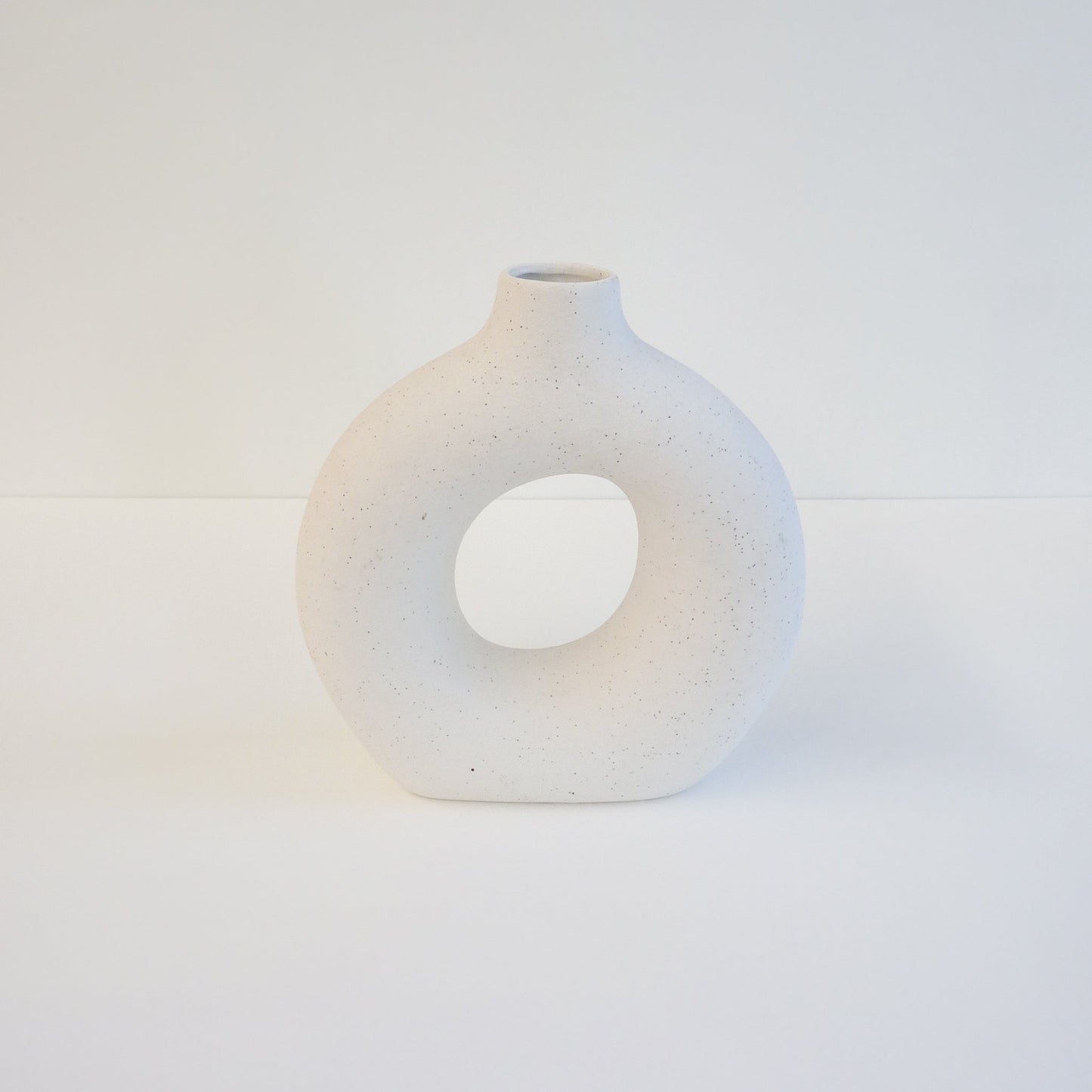 White Ceramic Ring Vase