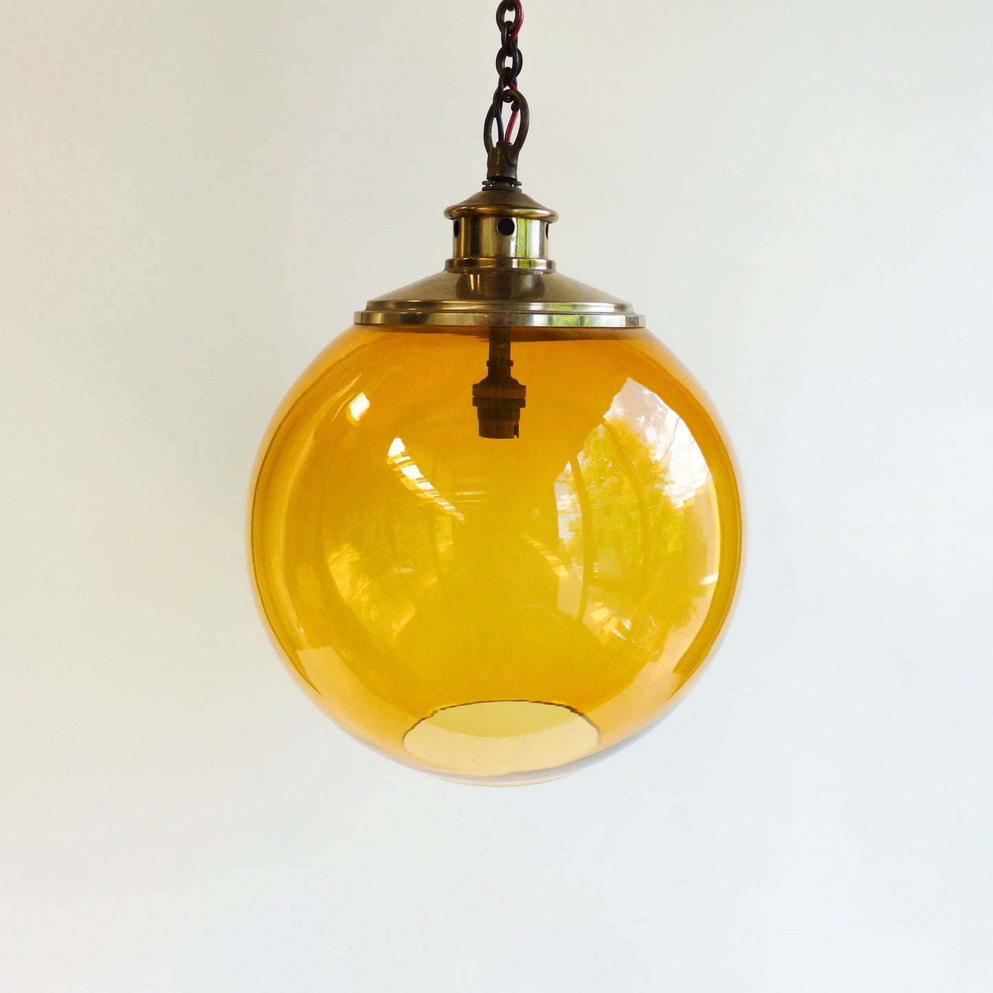 Vintage Amber Glass Pendant Light