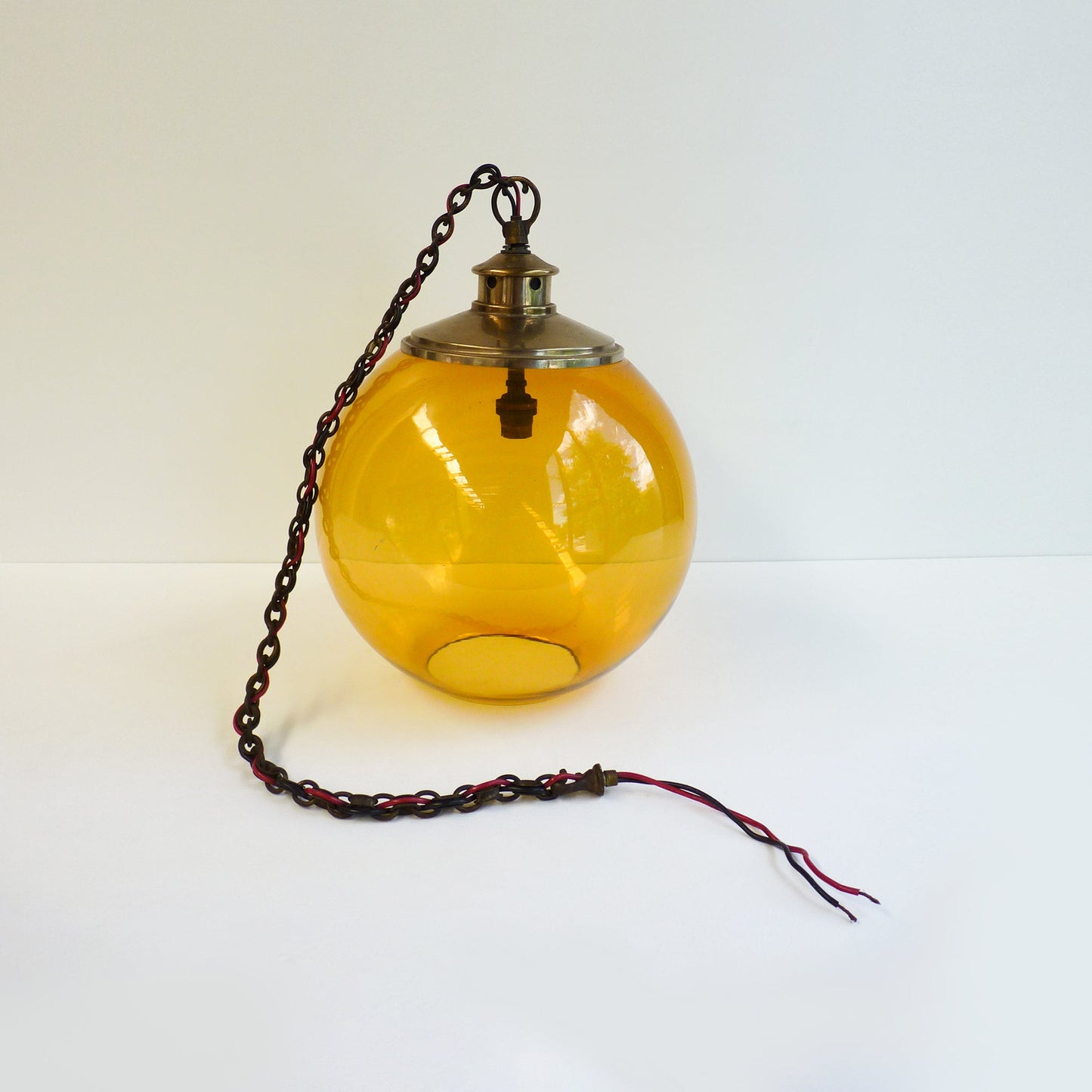 Vintage Amber Glass Pendant Light
