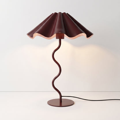 Burgundy Squiggle Table Lamp