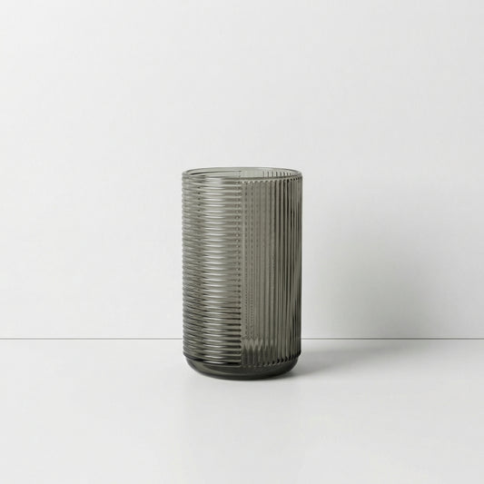 Smoked Ribbed Glass Vase