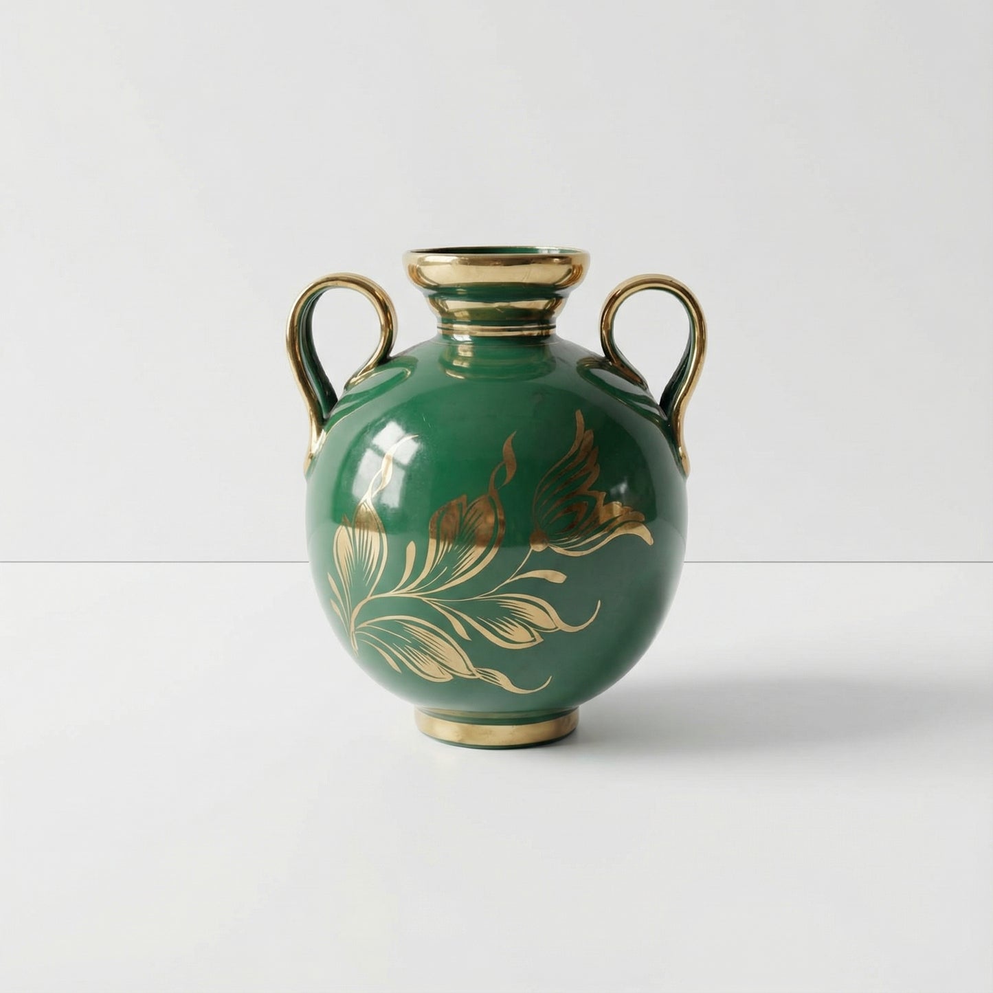 Green and Gold Urn Vases