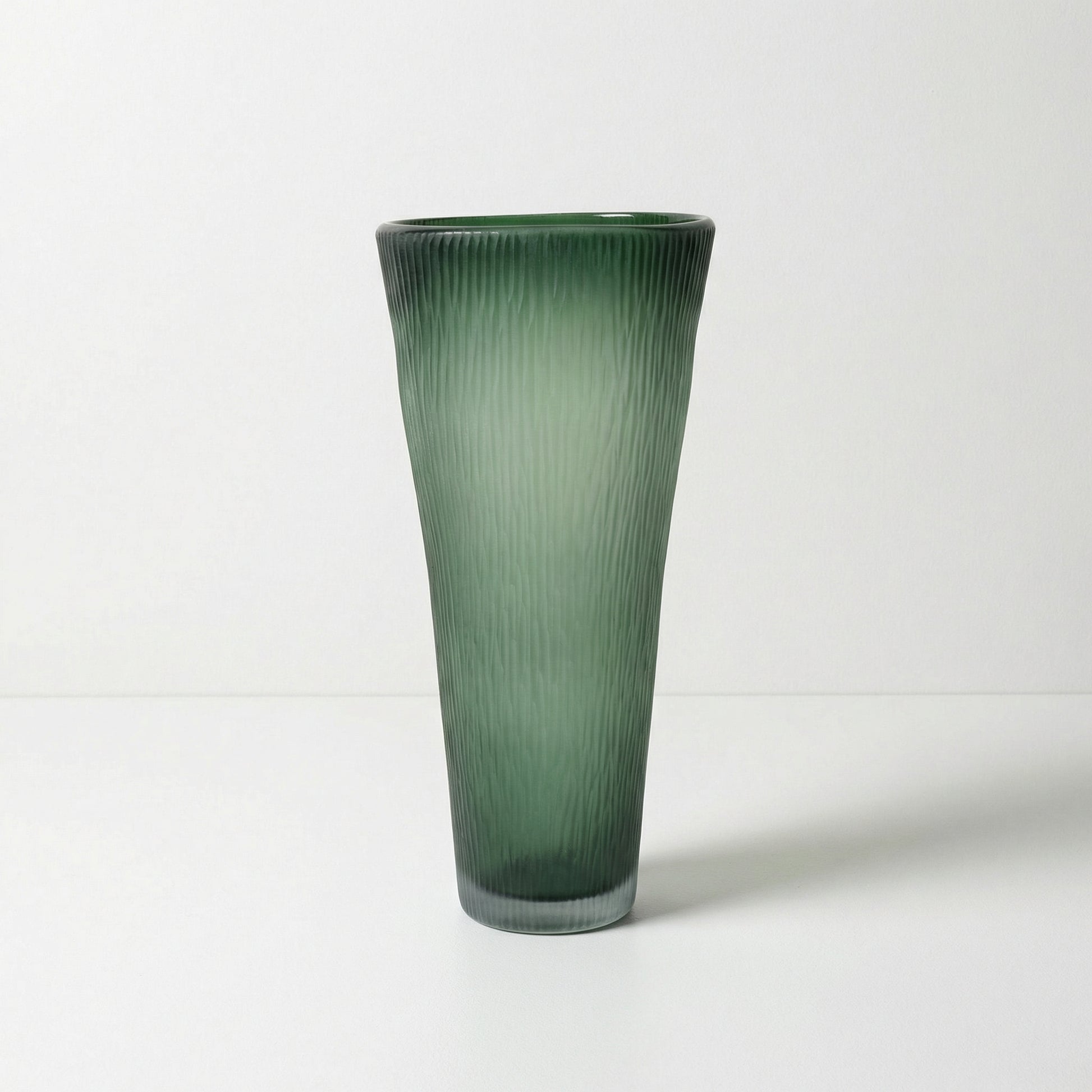 Tall Green Frosted Vase