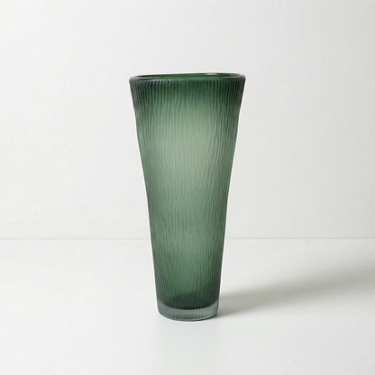 Tall Green Frosted Vase