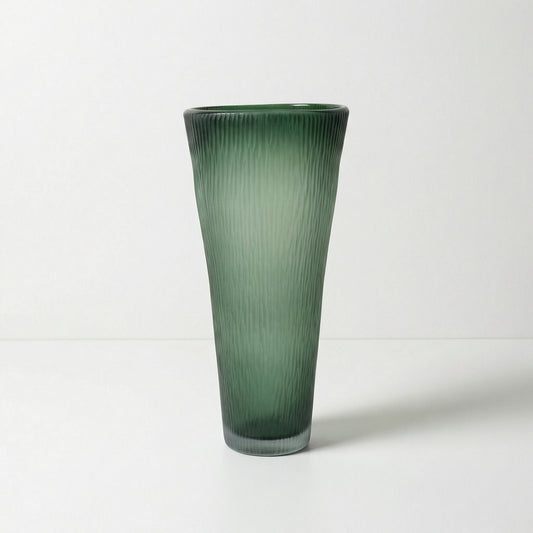 Tall Green Frosted Vase