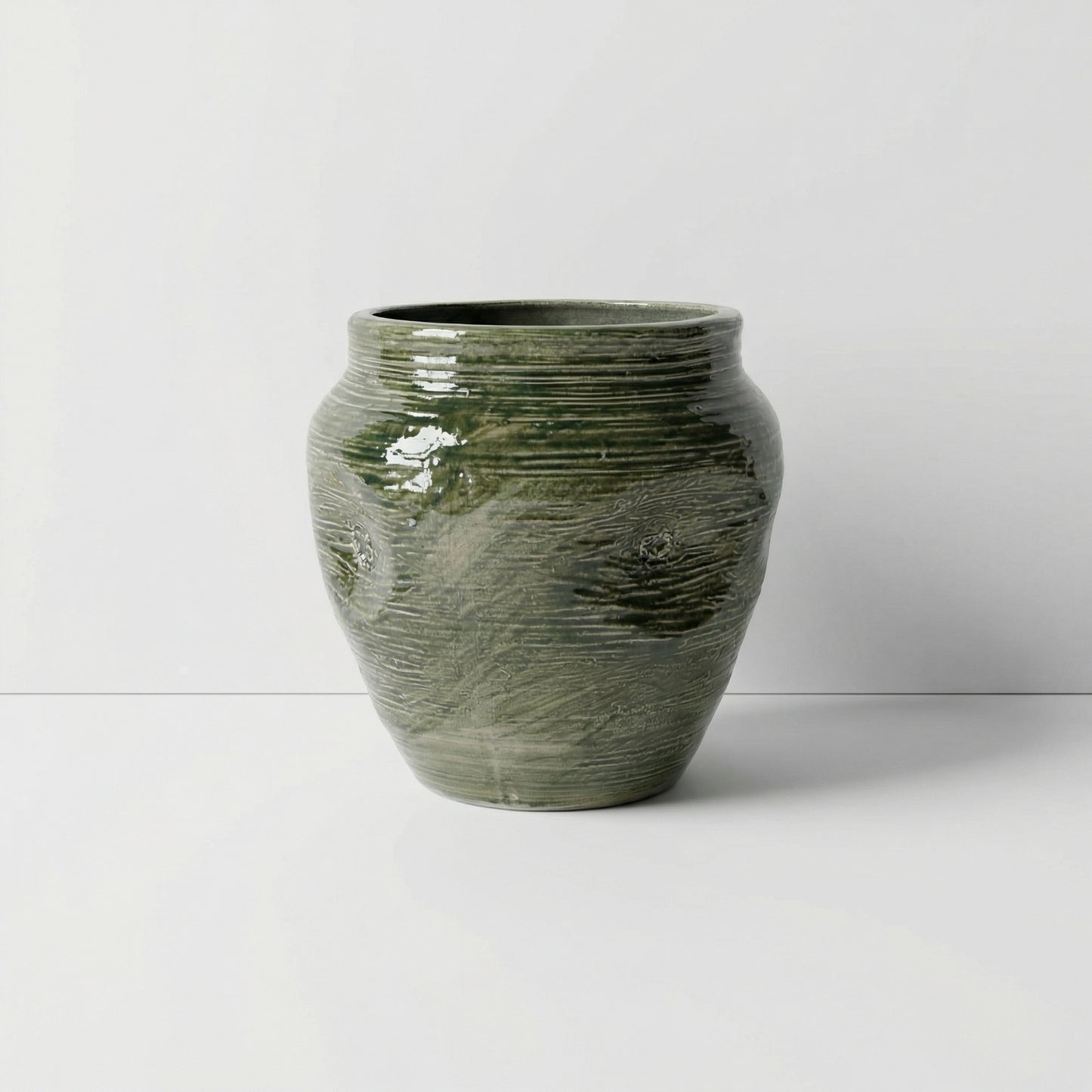 Green Textured Ceramic Pot