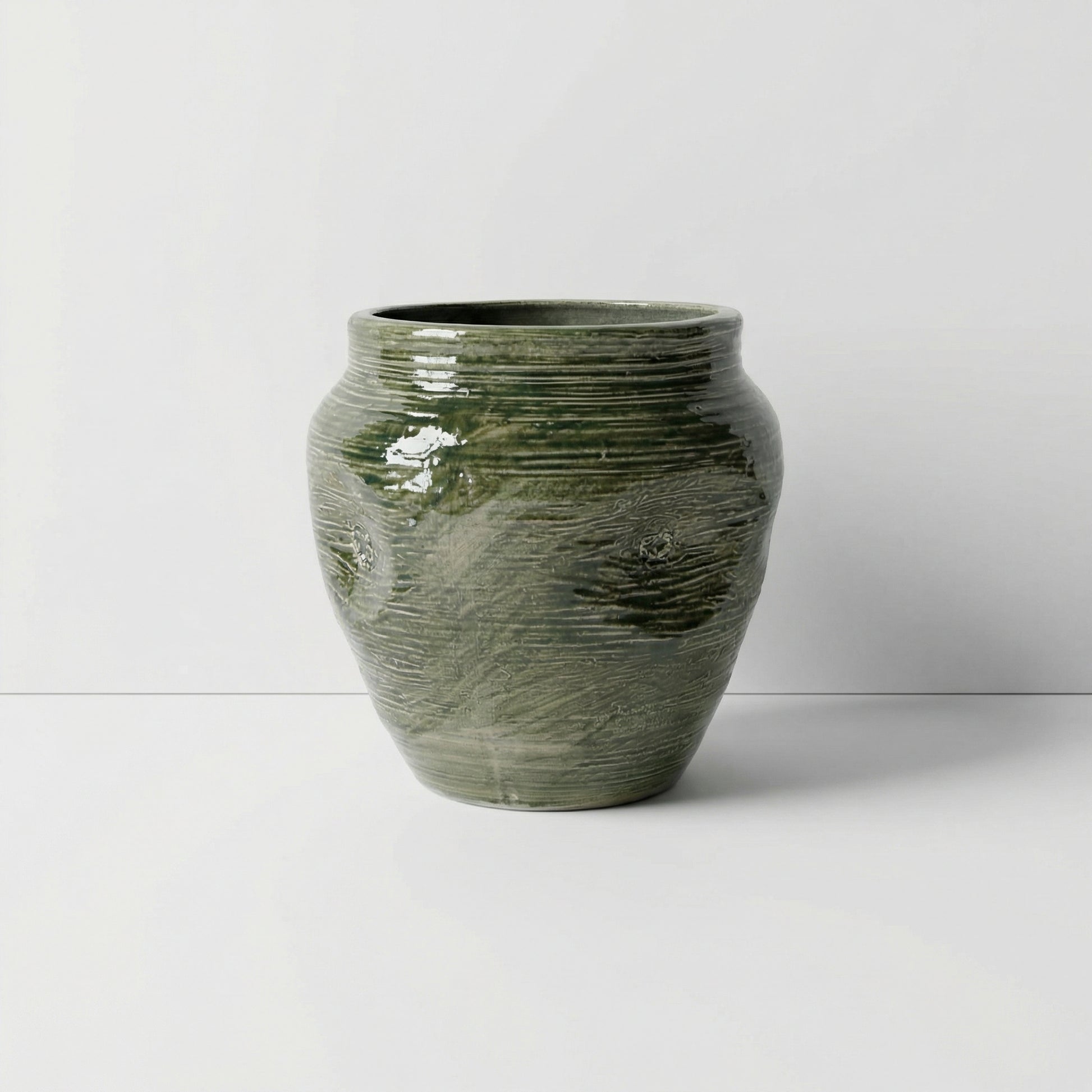 Green Textured Ceramic Pot