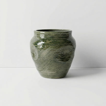 Green Textured Ceramic Pot