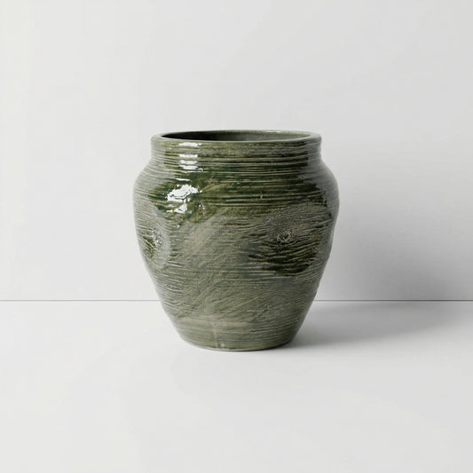 Green Textured Ceramic Pot