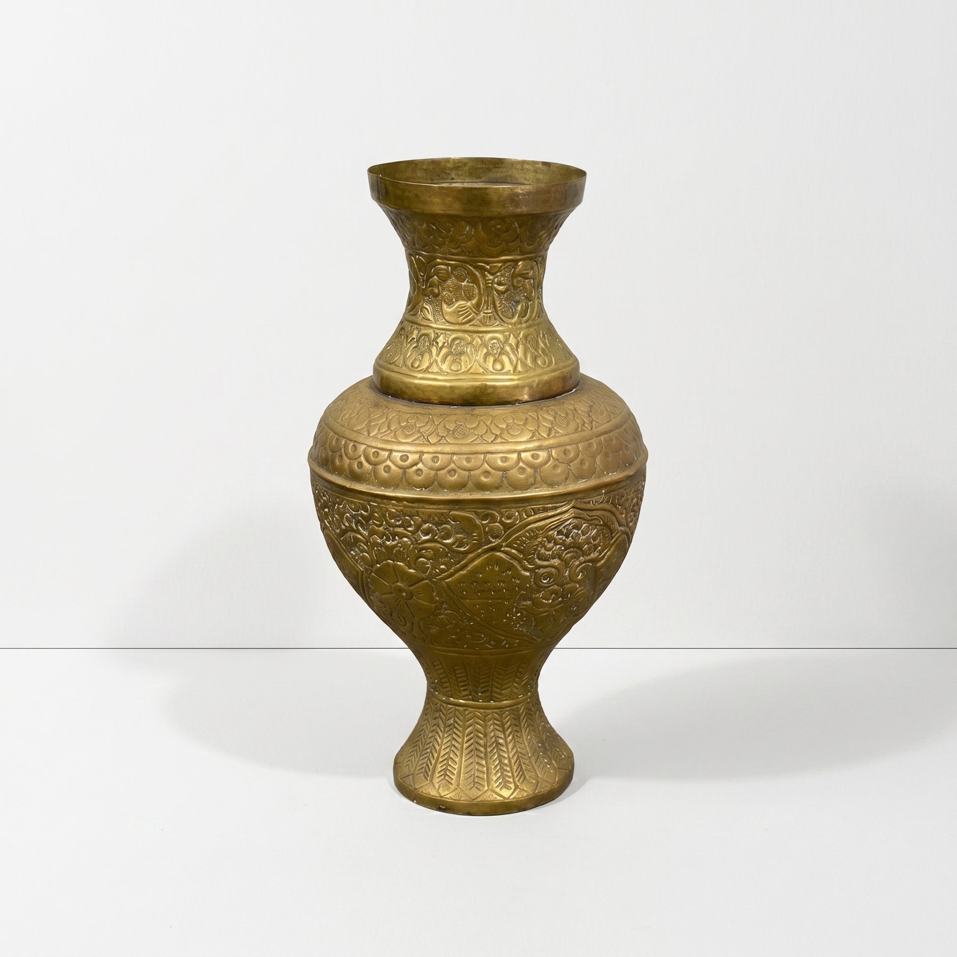 Large Etched Brass Vase