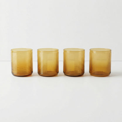 Ribbed Amber Tumblers