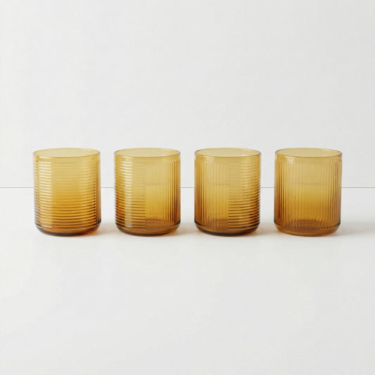 Ribbed Amber Tumblers