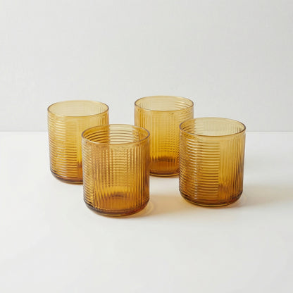 Ribbed Amber Tumblers