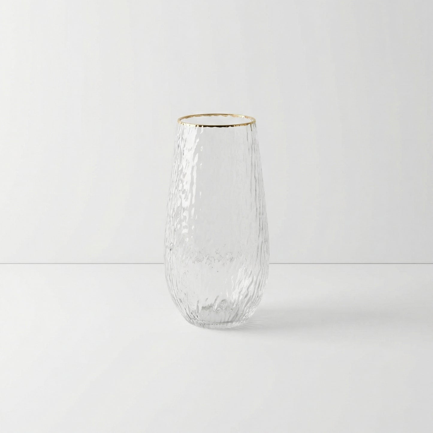 Textured Glass Vase with Gold Rim