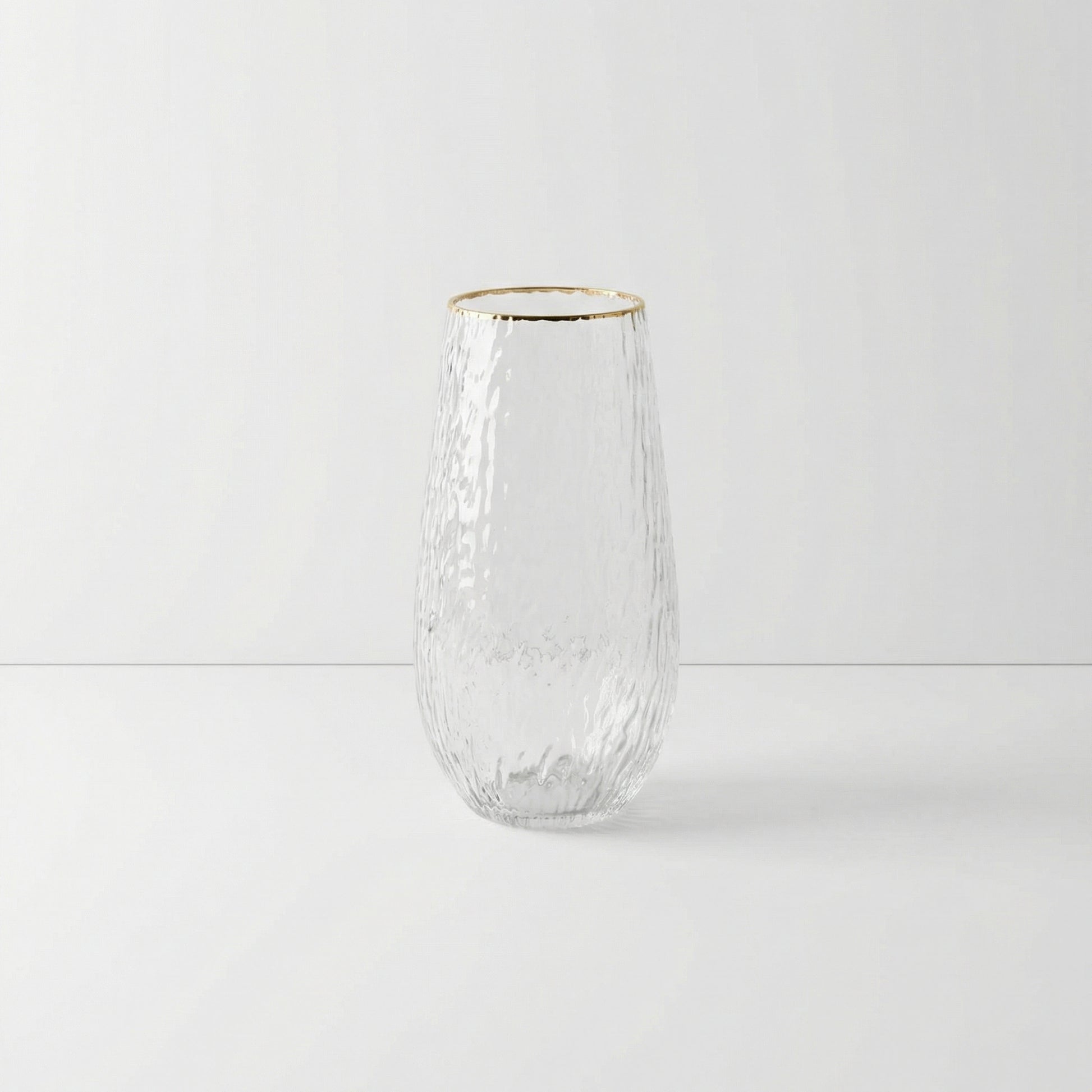 Textured Glass Vase with Gold Rim