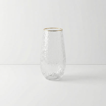 Textured Glass Vase with Gold Rim