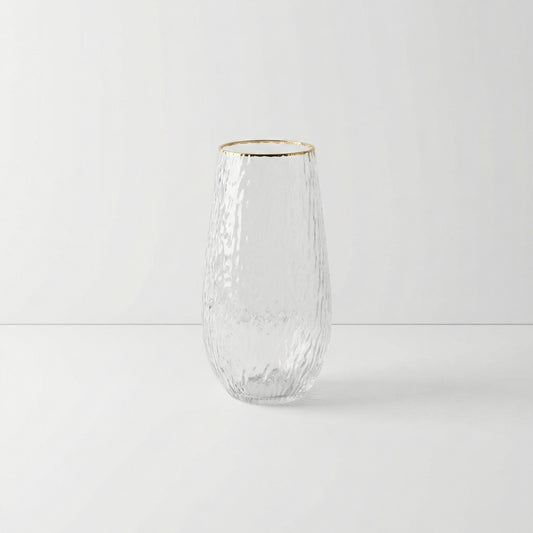 Textured Glass Vase with Gold Rim
