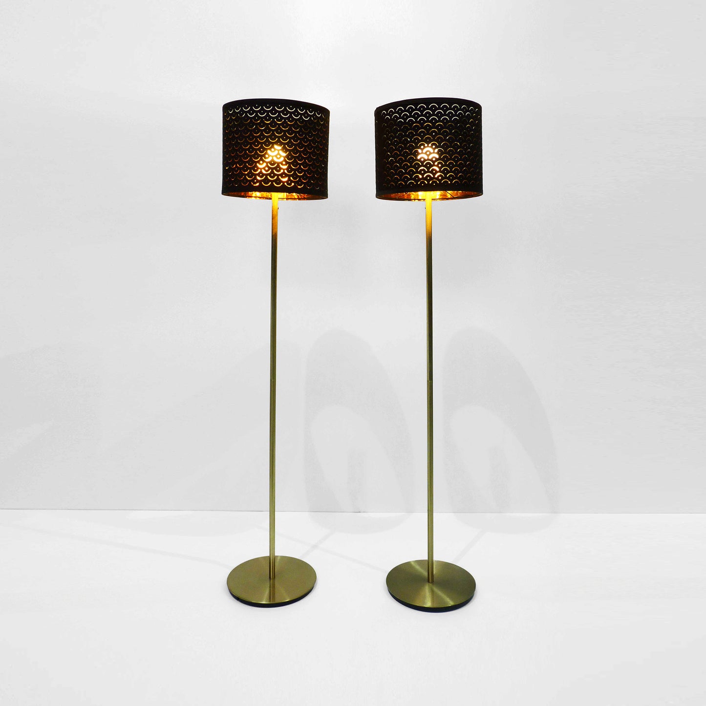 Brushed Gold Standing Lamp Set