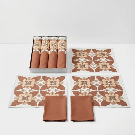 Retro Floral Placemat & Napkin Set