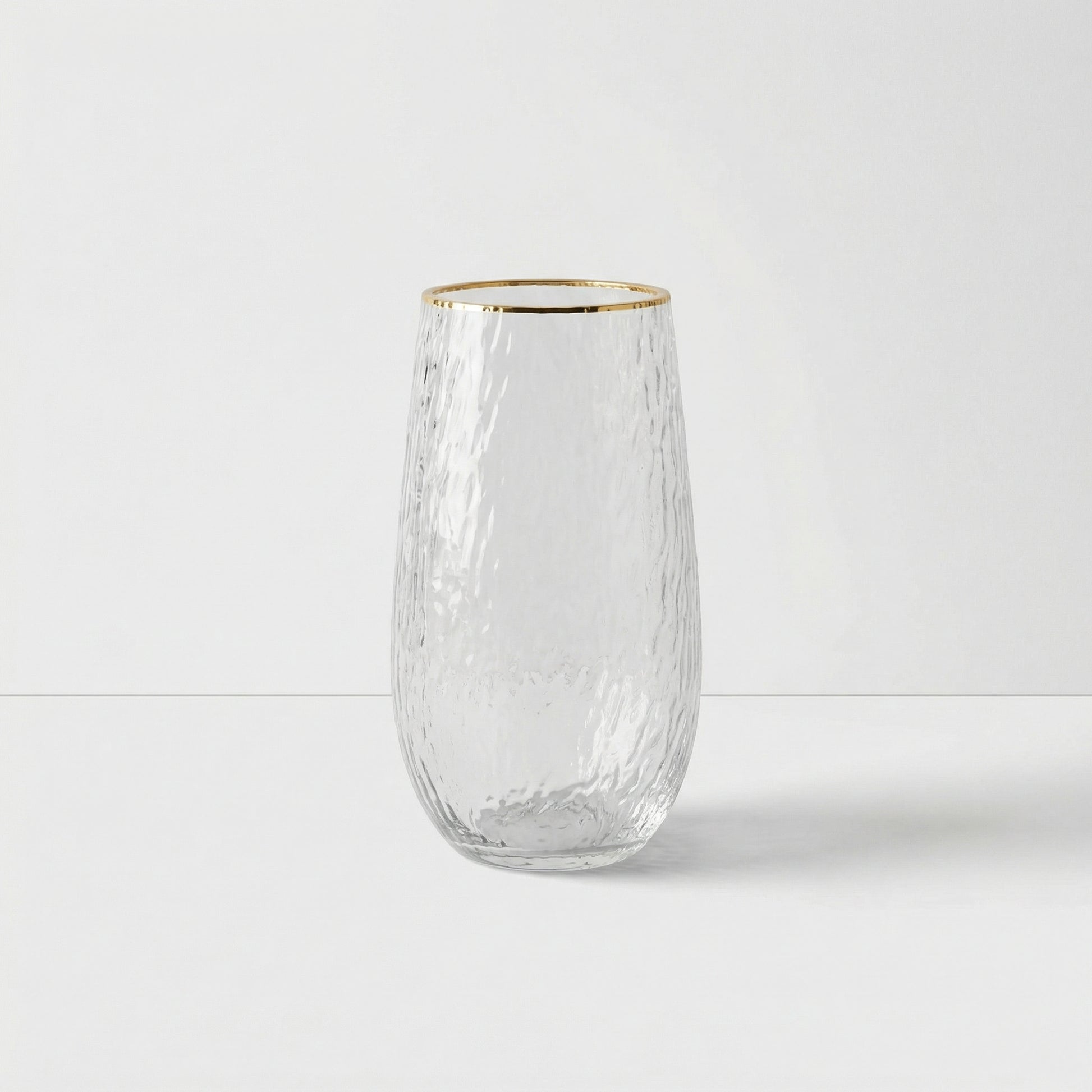 Textured Glass Vase with Gold Rim