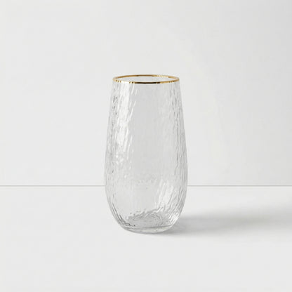 Textured Glass Vase with Gold Rim