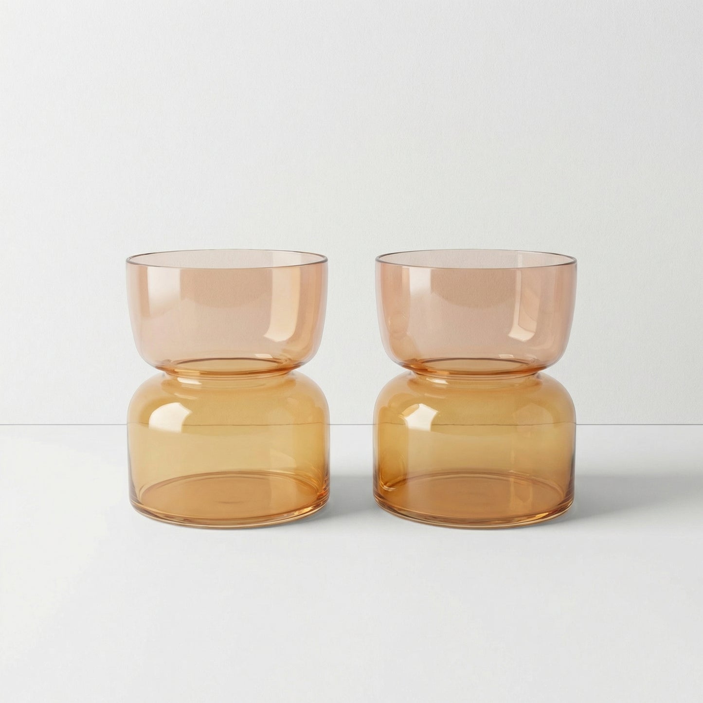 Amber and Pink Glass Vases