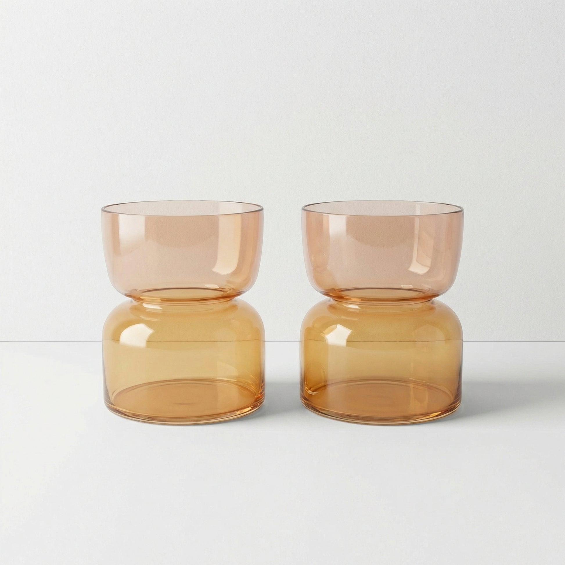 Amber and Pink Glass Vases