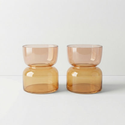 Amber and Pink Glass Vases