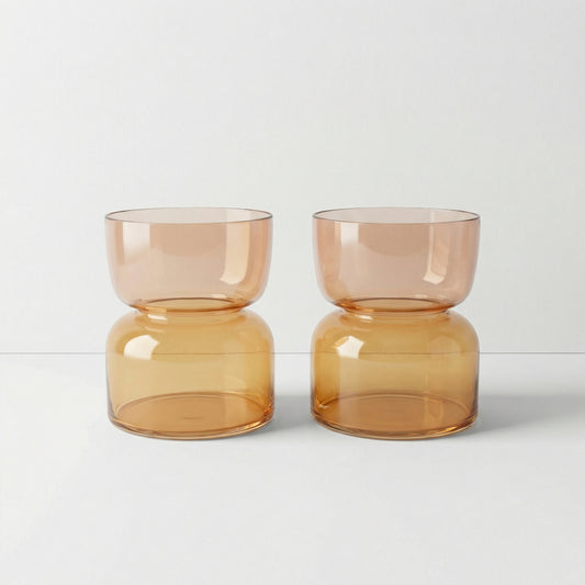 Amber and Pink Glass Vases
