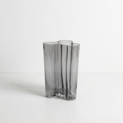 Wavy Smoke Glass Vase