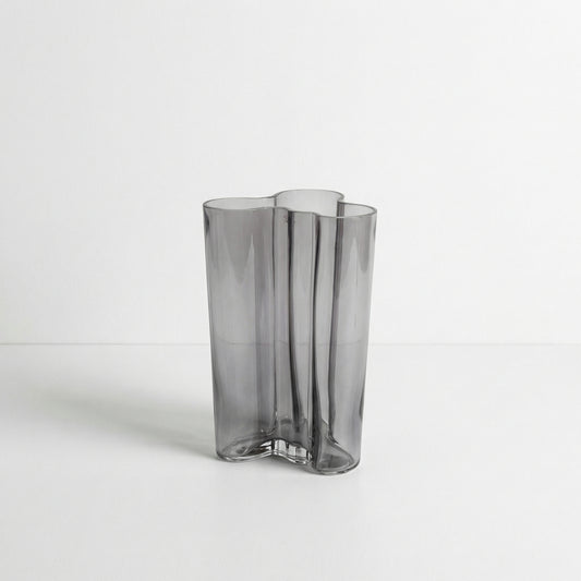 Wavy Smoke Glass Vase