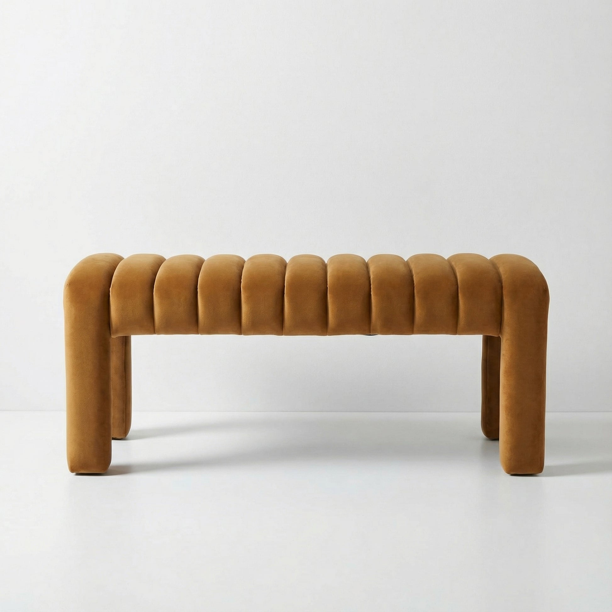 Ochre Velvet Bench