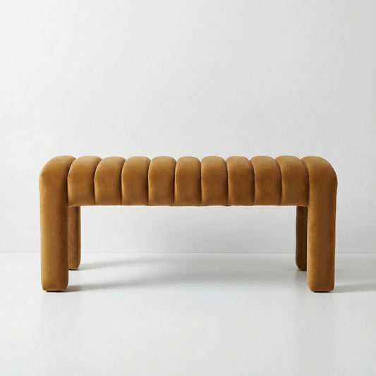 Ochre Velvet Bench