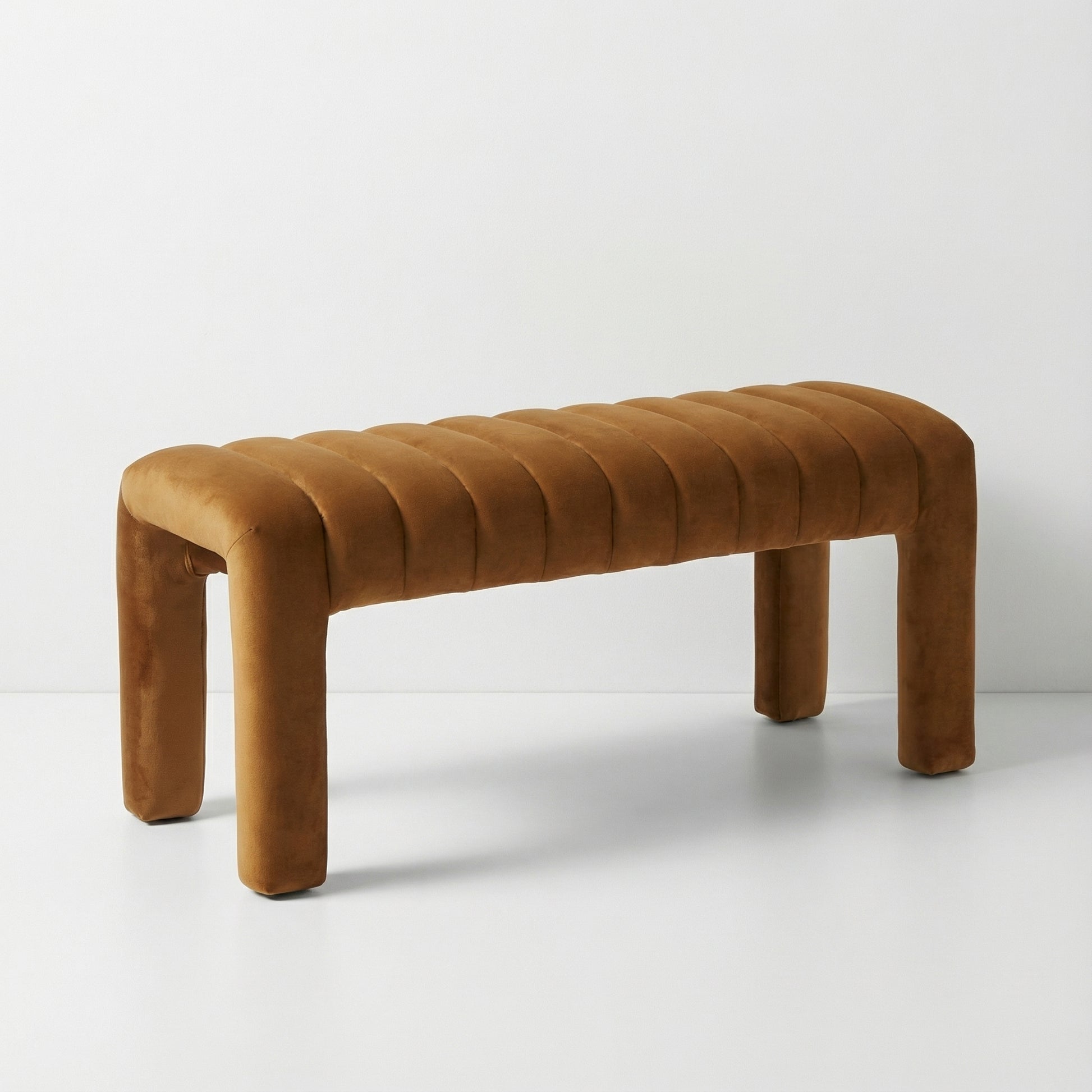 Ochre Velvet Bench
