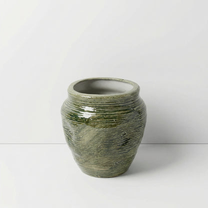 Green Textured Ceramic Pot