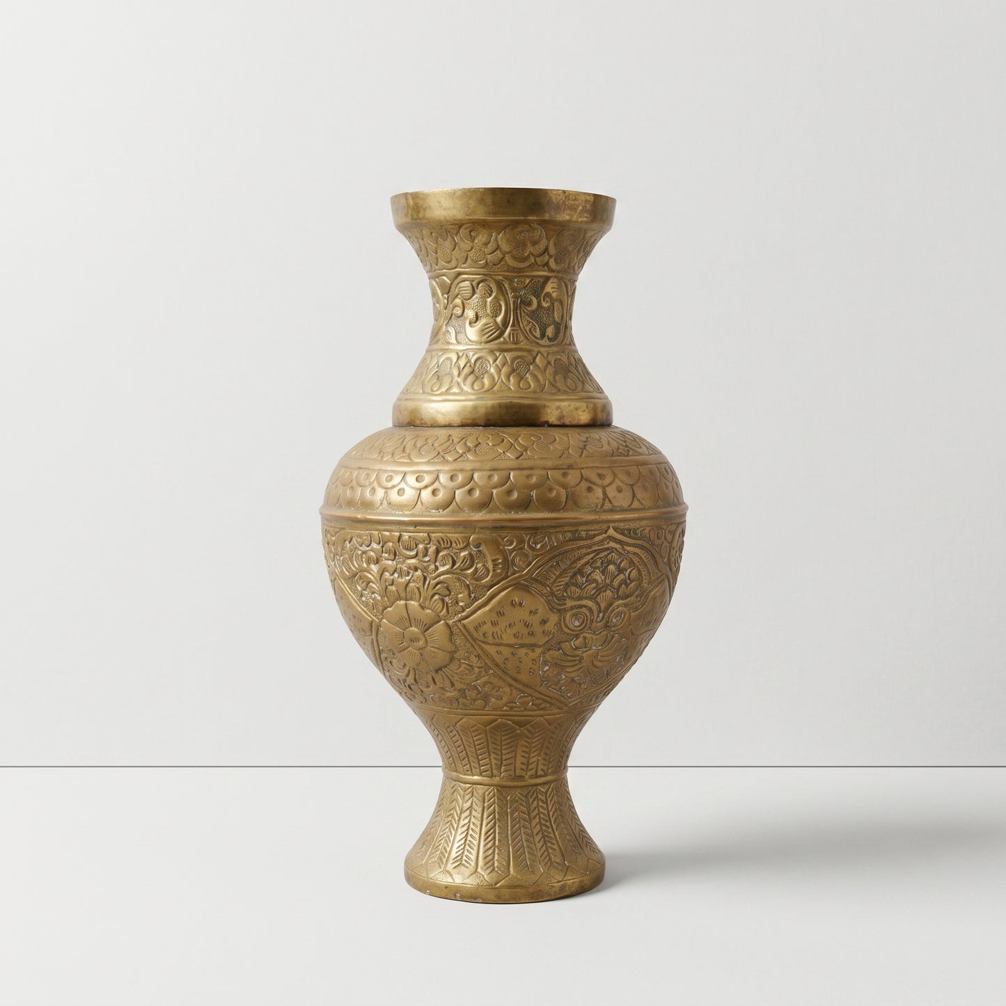 Large Etched Brass Vase