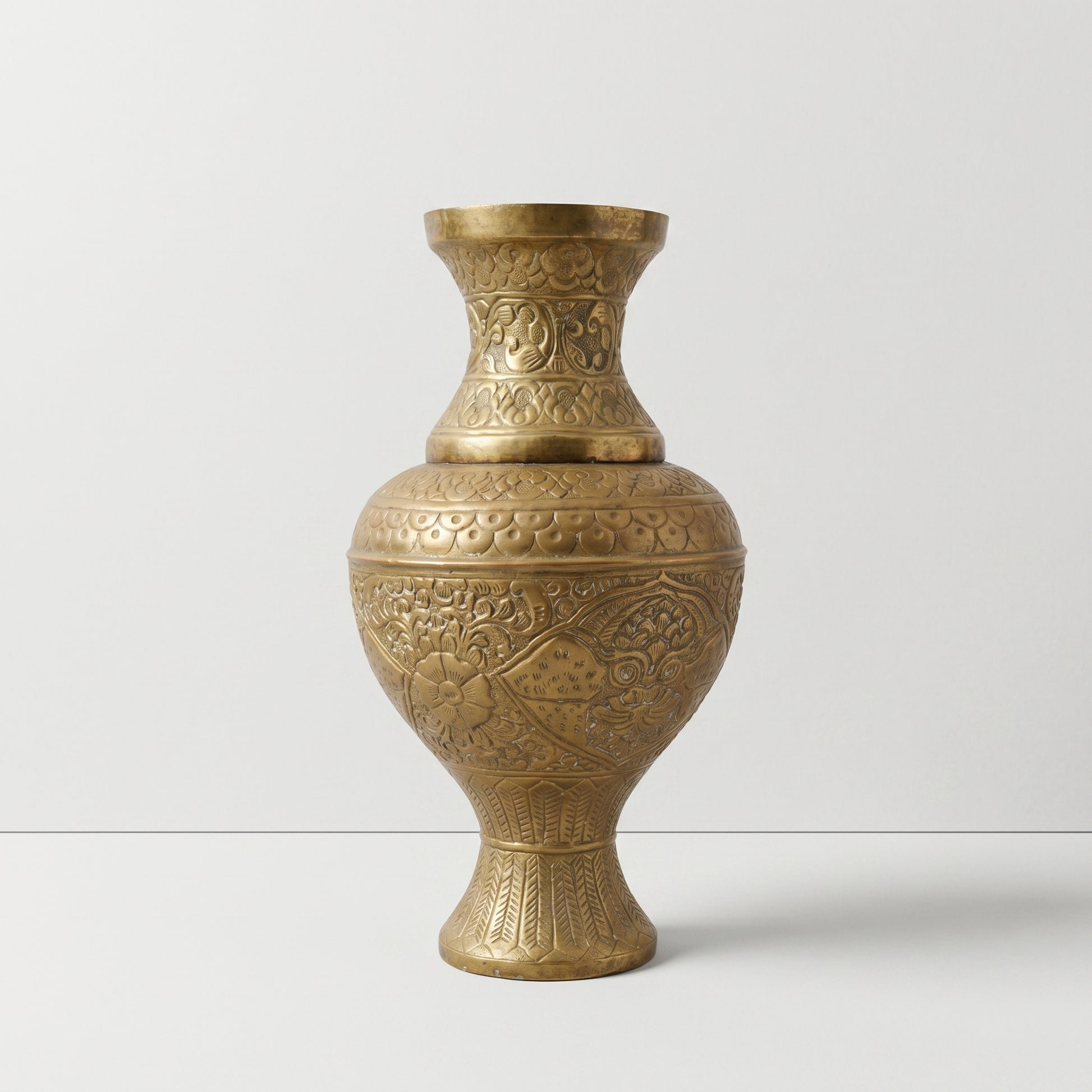 Large Etched Brass Vase