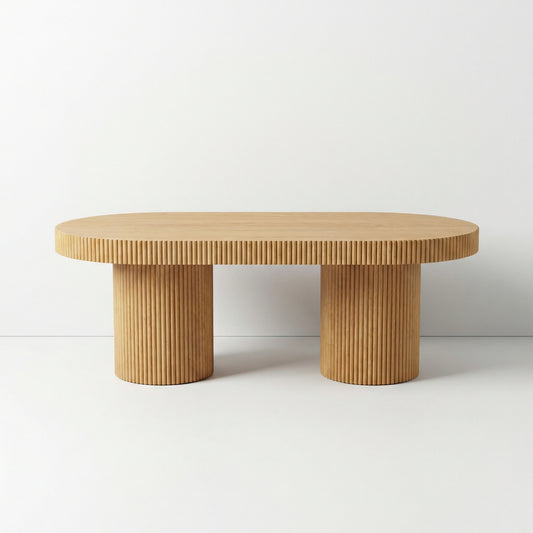 Ribbed Oval Coffee Table