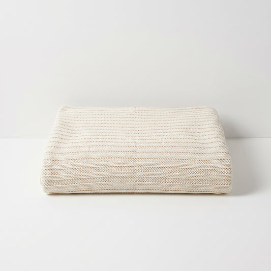 Cream Knitted Throw Blanket
